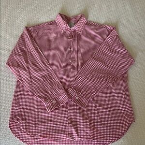Oxford Brooks Brothers Pink and White Checkered Dress Shirt